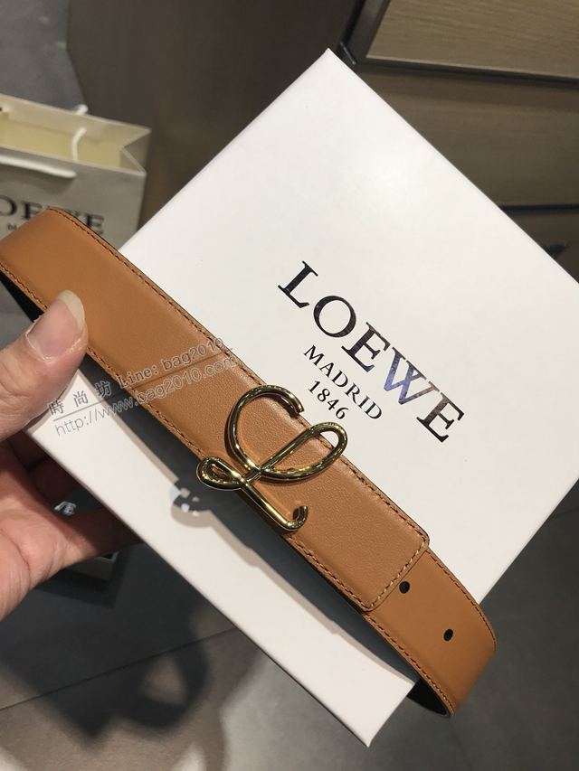LOEWE皮帶 原單進口雙面頭層牛皮 羅意威女士皮帶  xfp2156